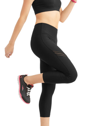 Women's Active High Rise Performance Filament Insert Capri Legging black 2