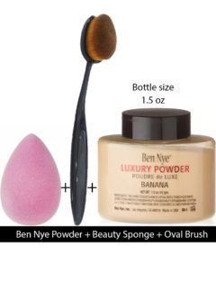 Ben Nye Banana Powder + Beauty Sponge +Oval Brush