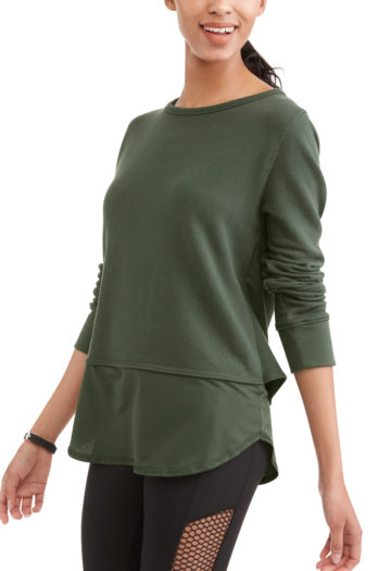 Women's Athleisure French Terry Lace Up Back Sweatshirt Deep Forest 2