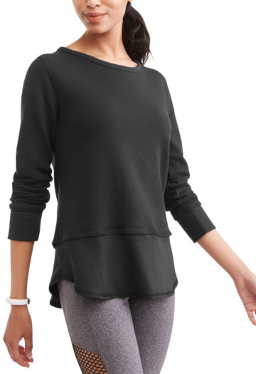 Women's Athleisure French Terry Lace Up Back Sweatshirt black