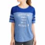 Danskin Now Women’s Active Varsity Graphic & Solid Baseball T-Shirt blue front