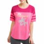 Danskin Now Women’s Active Varsity Graphic & Solid Baseball T-Shirt pink front