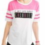 Danskin Now Women’s Active Varsity Graphic & Solid Baseball T-Shirt white-pink front