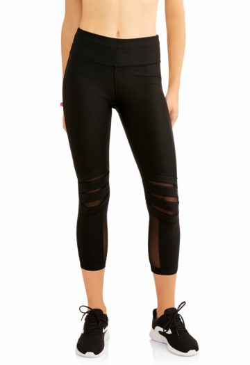 Women's Active High Rise Moto Mesh Performance Capri Legging black 2