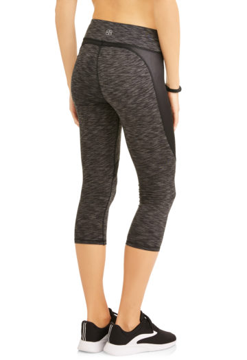 Women's Core Contrast Shine Side Performance Leggings Black Spacedye back